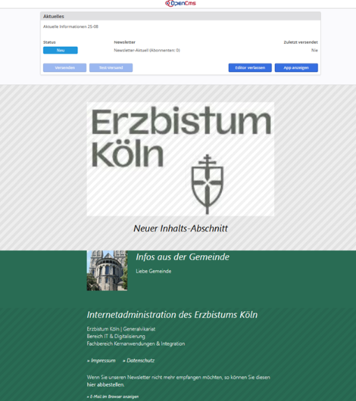 Newsletter-Ansicht